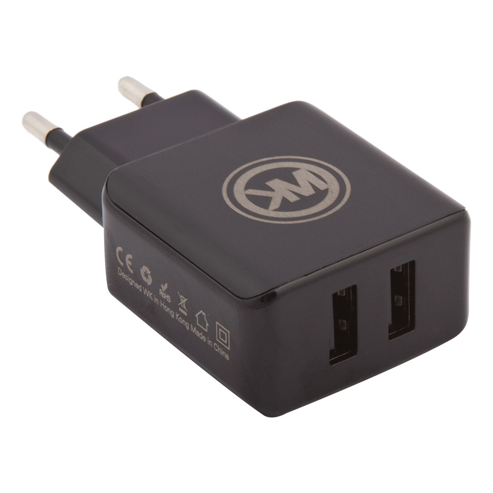 СЗУ WK Blanc 2U WP-U11m 2xUSB, 2.1А + кабель MicroUSB, 1м (черный)