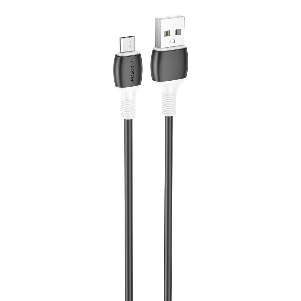 USB кабель BOROFONE BX84 Rice MicroUSB, 2.4А, 1м, PVC (черный)