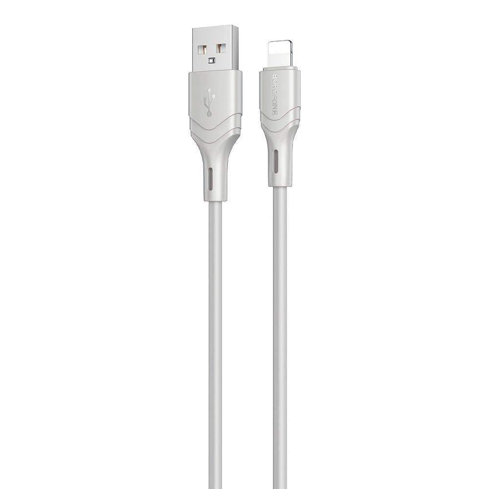 USB кабель BOROFONE BX99 Method Lightning 8-pin, 2.4А, 1м, силикон (серый)