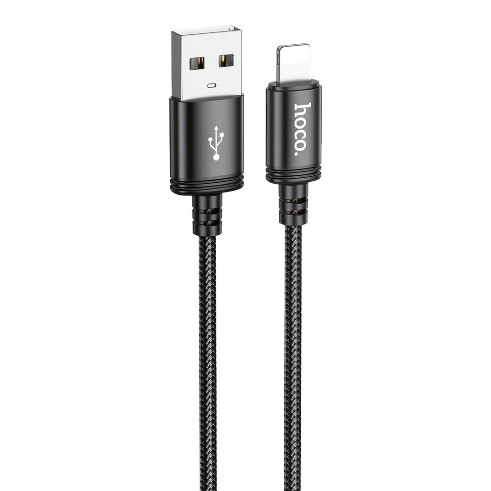USB кабель HOCO X89 Wind Lightning 8-pin, 2.4А, 1м, нейлон (черный)