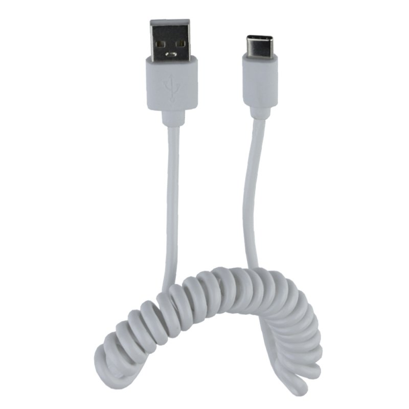 USB кабель "LP" Type-C Спираль 1м. (белый/европакет)
