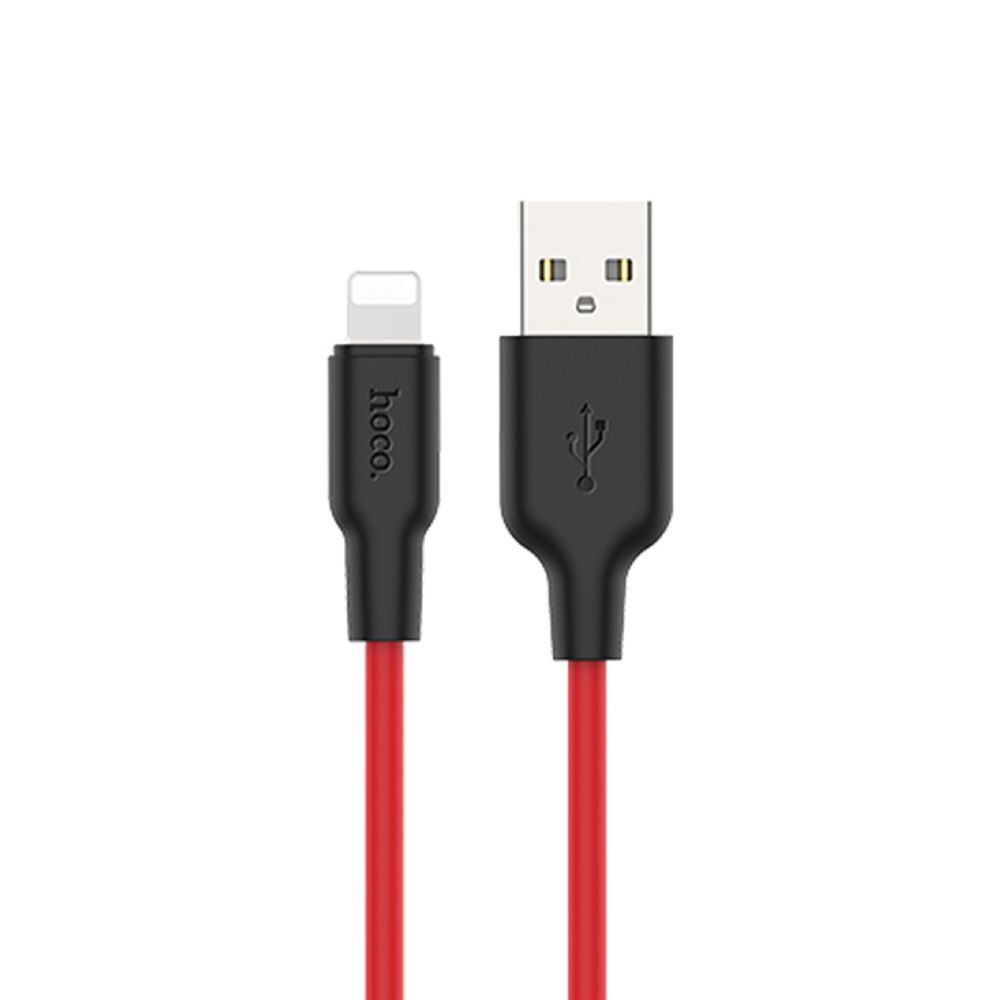 USB кабель HOCO X21 Plus Silicone Lightning 8-pin, 2.4А, 2м, силикон (красный/черный)