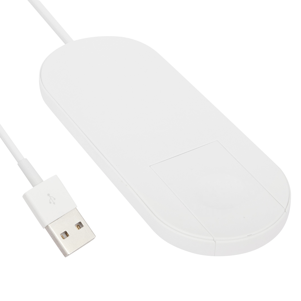 Беспроводное ЗУ для смартфона, iWatch, 5W, 2в1 (белый/коробка)