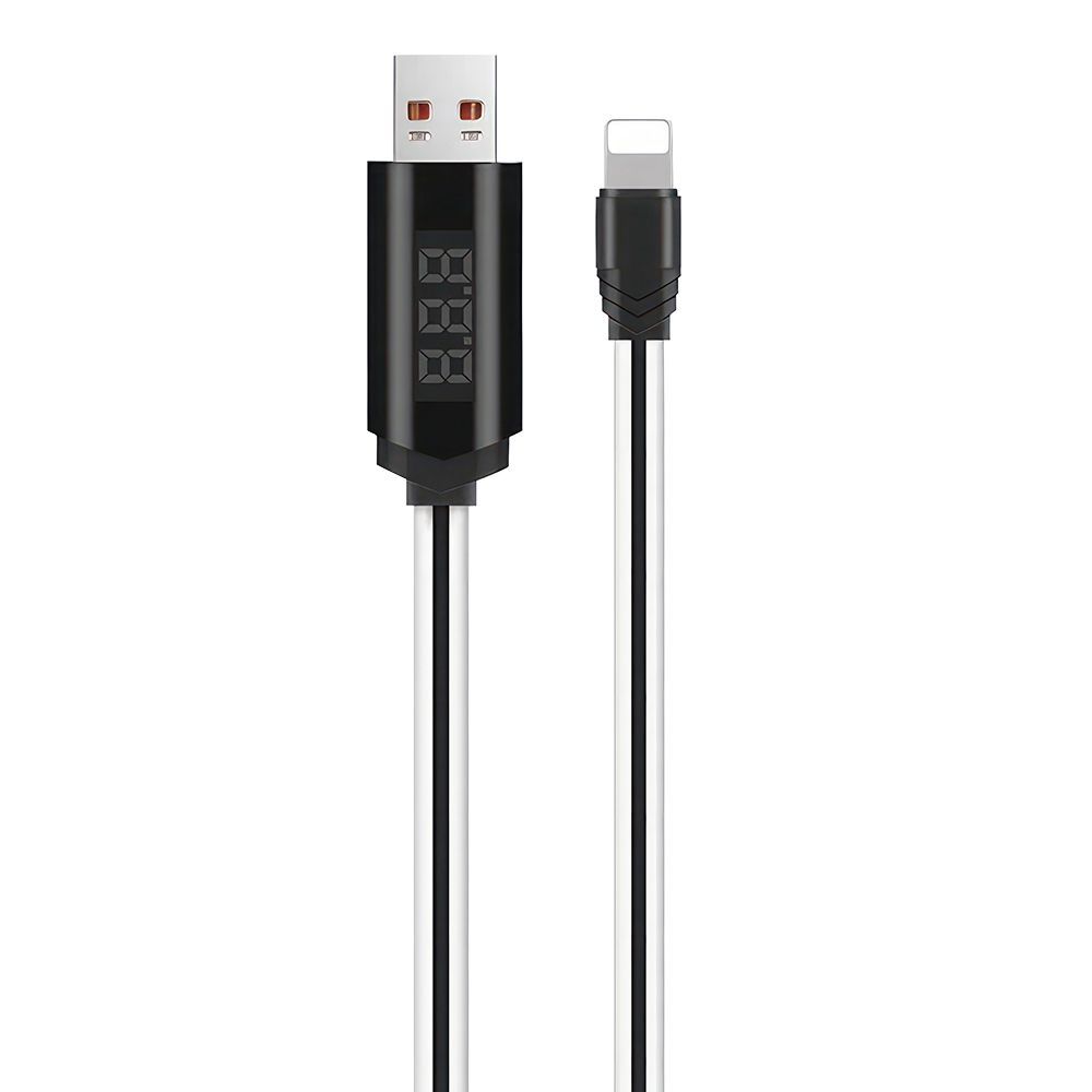 USB кабель HOCO U29 Timer Lightning 8-pin, LED дисплей, 1м, TPE (белый)