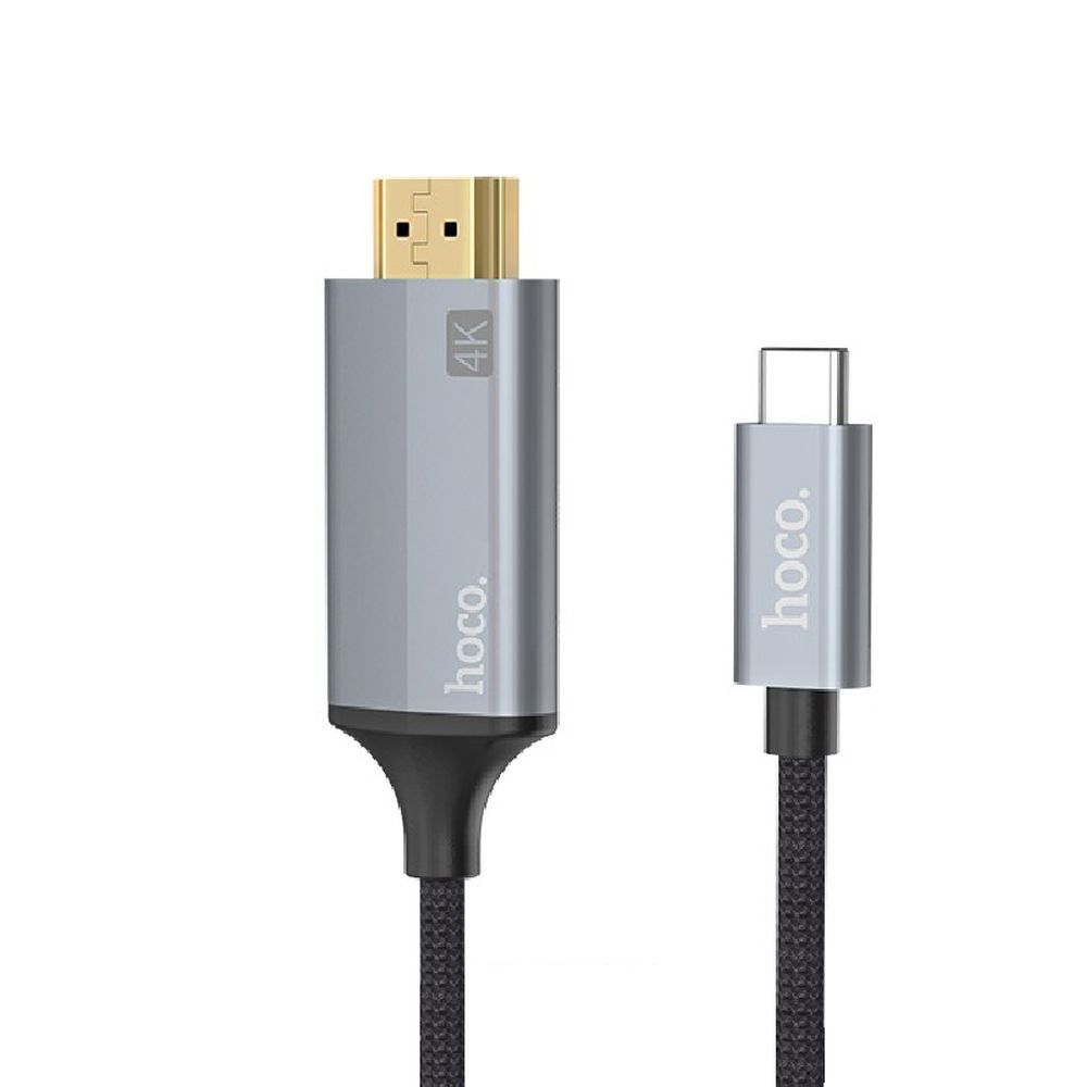 HDMI адаптер HOCO UA13 Type-C HDMI 1.8м, 4K video, нейлон (серый)