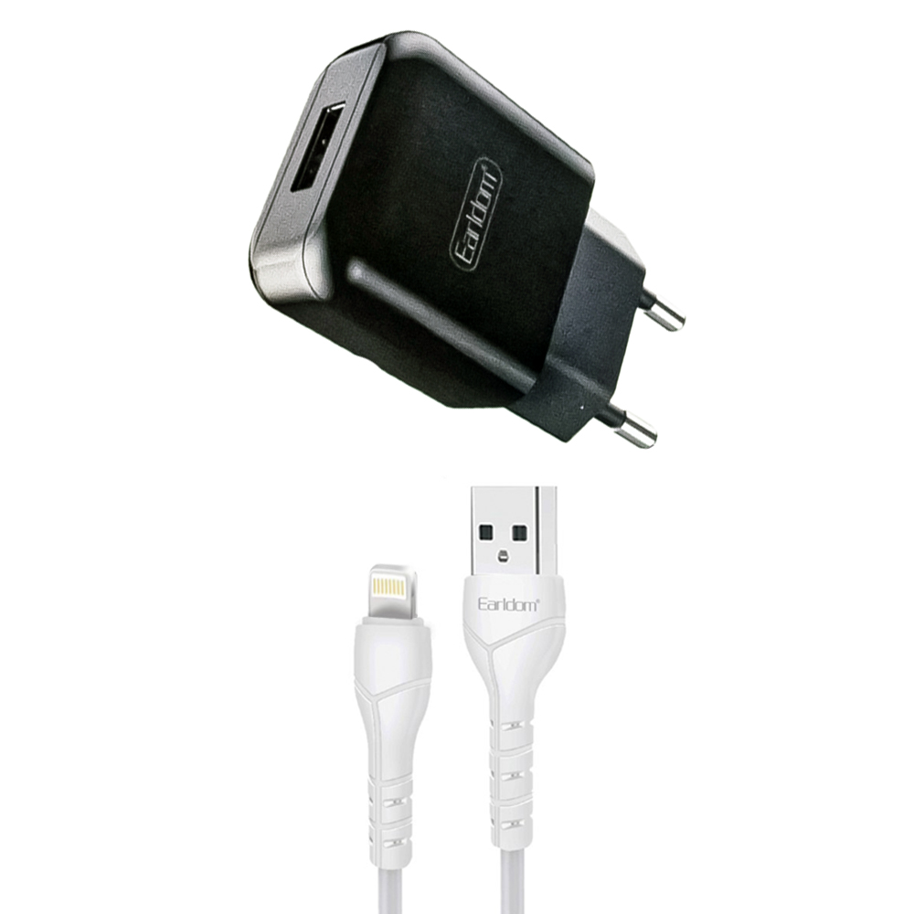 СЗУ Earldom ES-171I 1xUSB, 1А + кабель Lightning 8-pin, 1м (черный)
