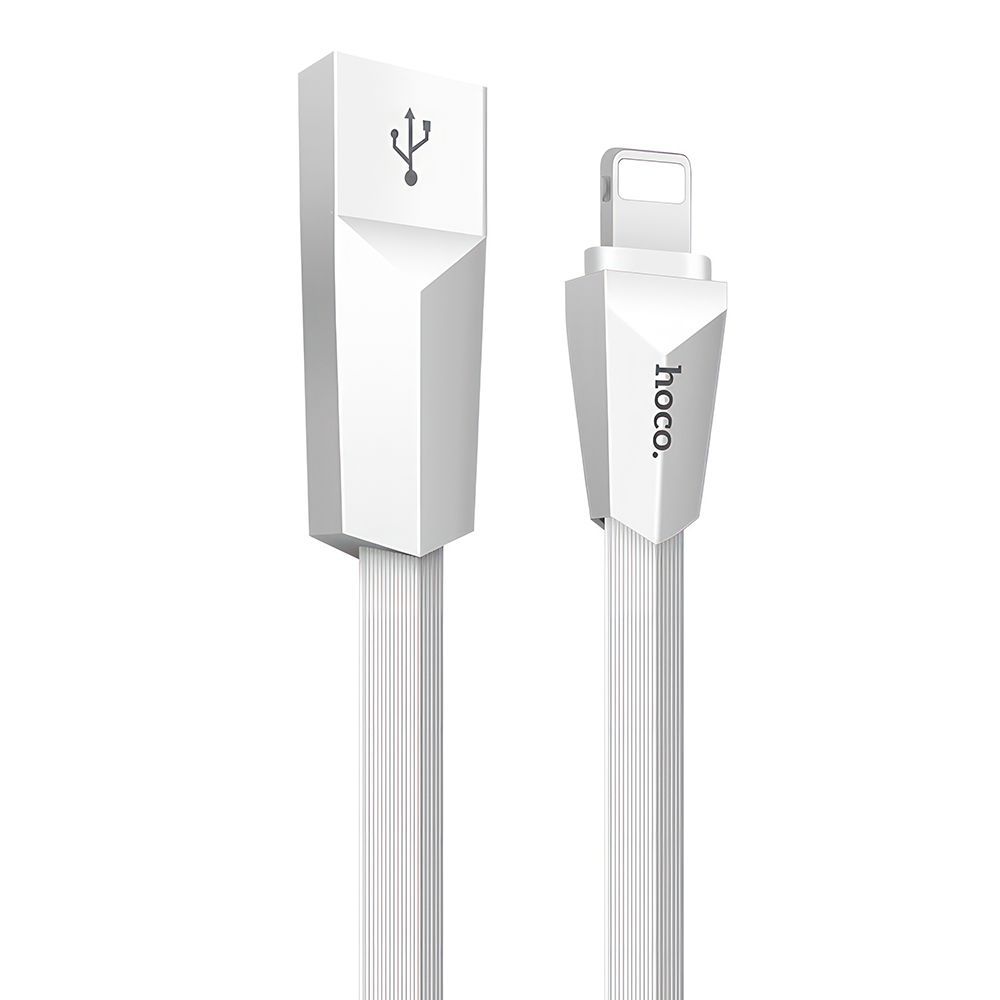USB кабель HOCO X4 Zinc Alloy Rhombus Lightning 8-pin, 2.4А, 1.2м, TPE (белый)