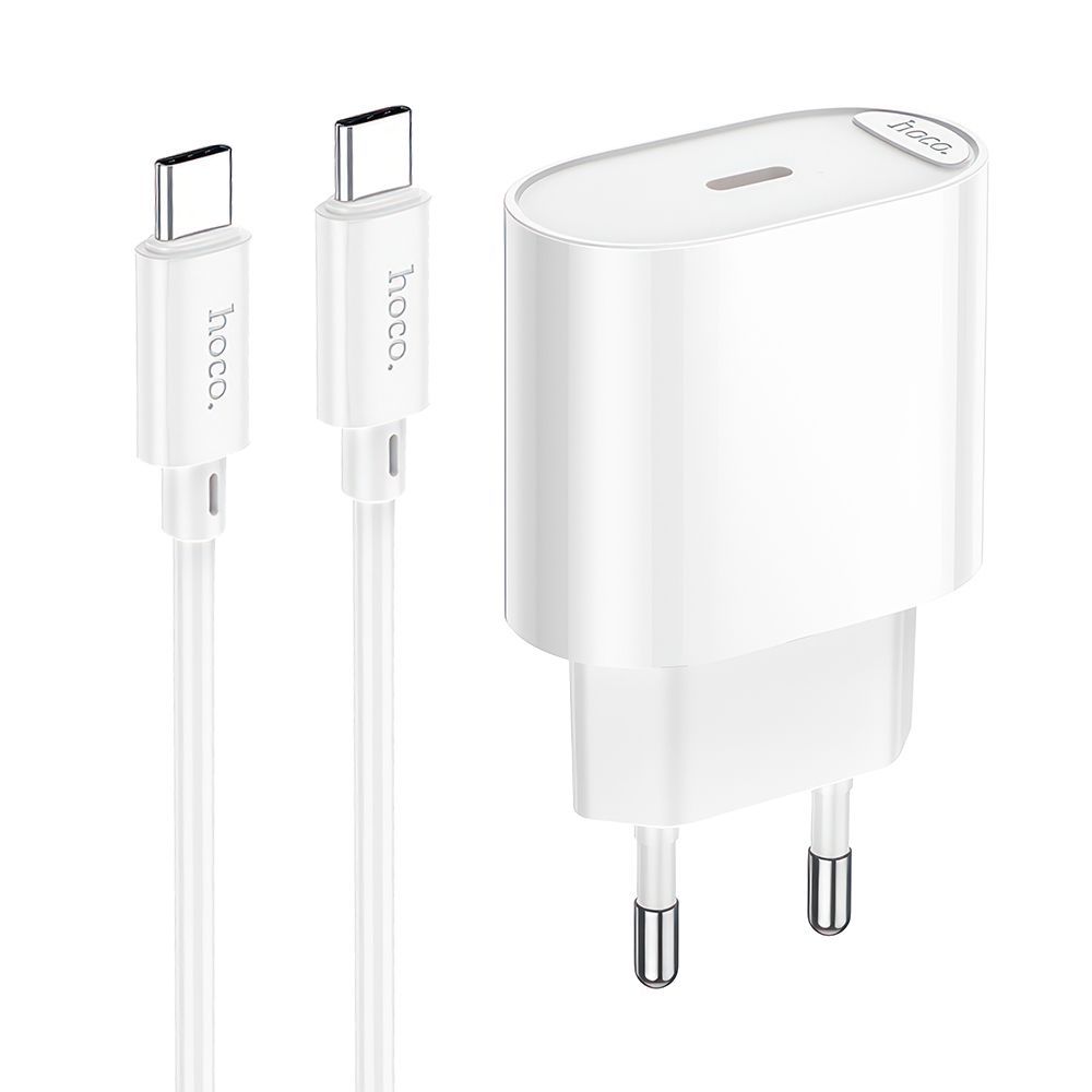 СЗУ HOCO C109A Fighter 1xUSB-C, 3А, PD20W  + USB-C кабель Type-C, 1м (белый)