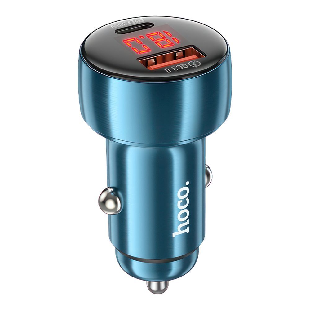 АЗУ HOCO Z50 Leader 1xUSB, 1xUSB-C, 3А, PD48W, QC3.0, LED дисплей (синий)