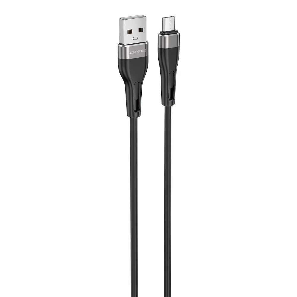USB кабель BOROFONE BX46 Rush MicroUSB, 2.4А, 1м, силикон (черный)
