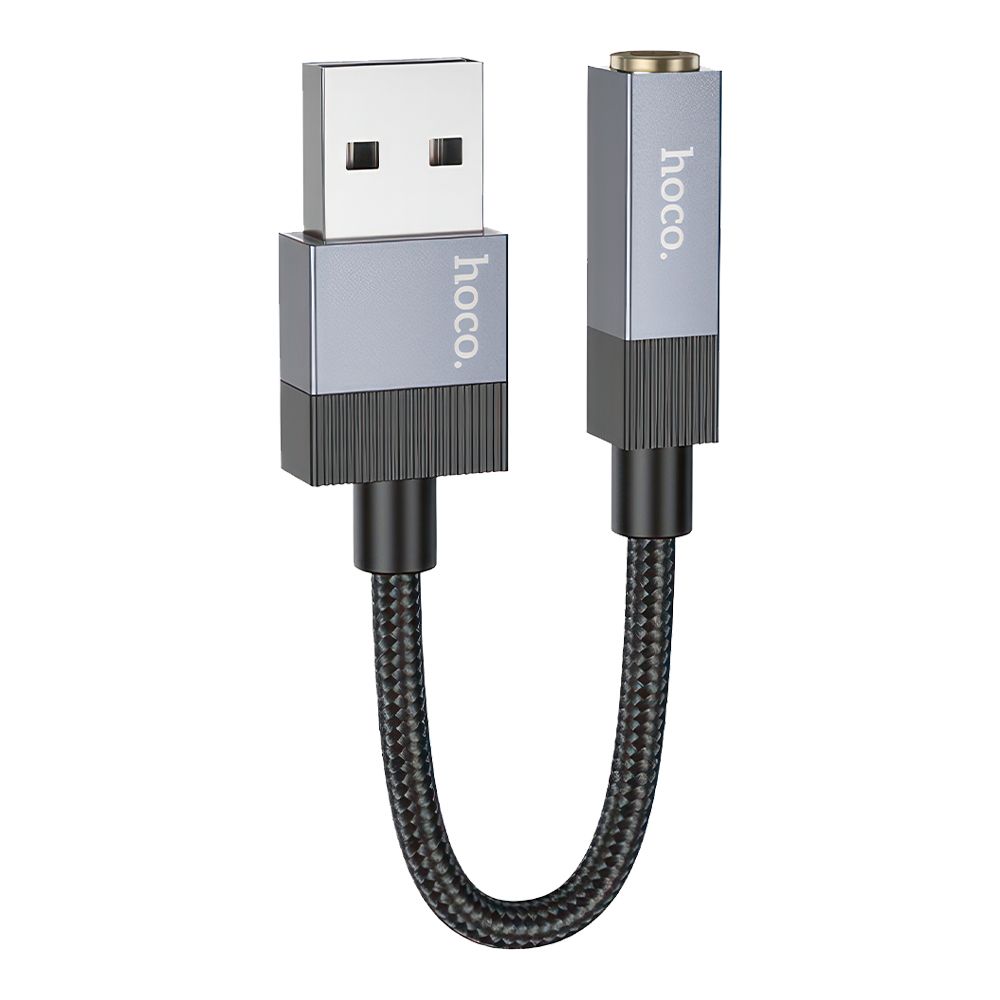 Аудио адаптер HOCO UPA32D Clever USB на 3.5мм, DC, 0.15м, нейлон (черный)