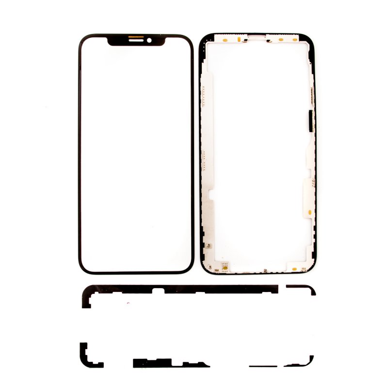 __Стекло + OCA  в сборе с рамкой для iPhone XS олеофобное покрытие (черный)