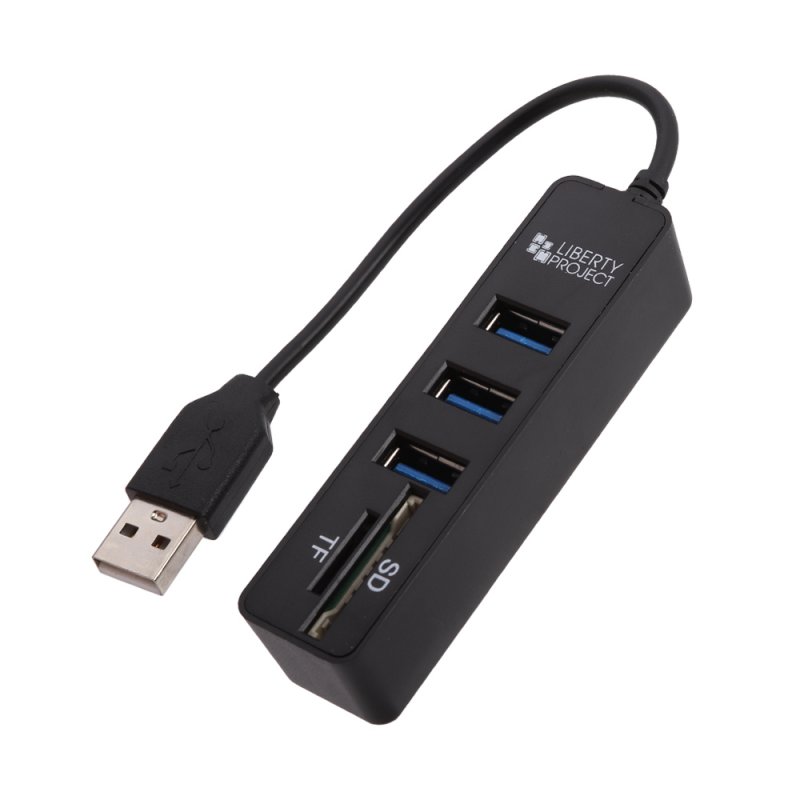 USB 2.0 HUB "LP" хаб на 3 USB + SD + TF (черный)