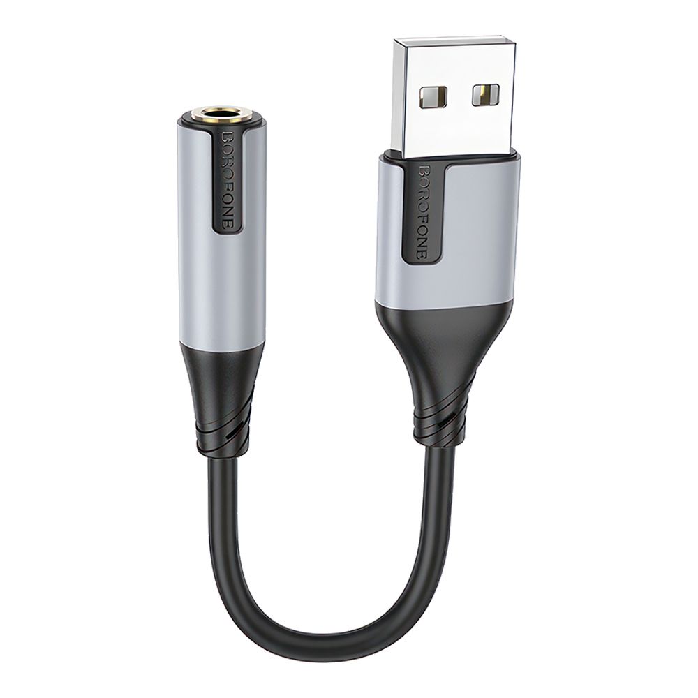 Аудио адаптер BOROFONE BV19 Creator USB на 3.5мм, DC, 0.15м, TPE (черный)