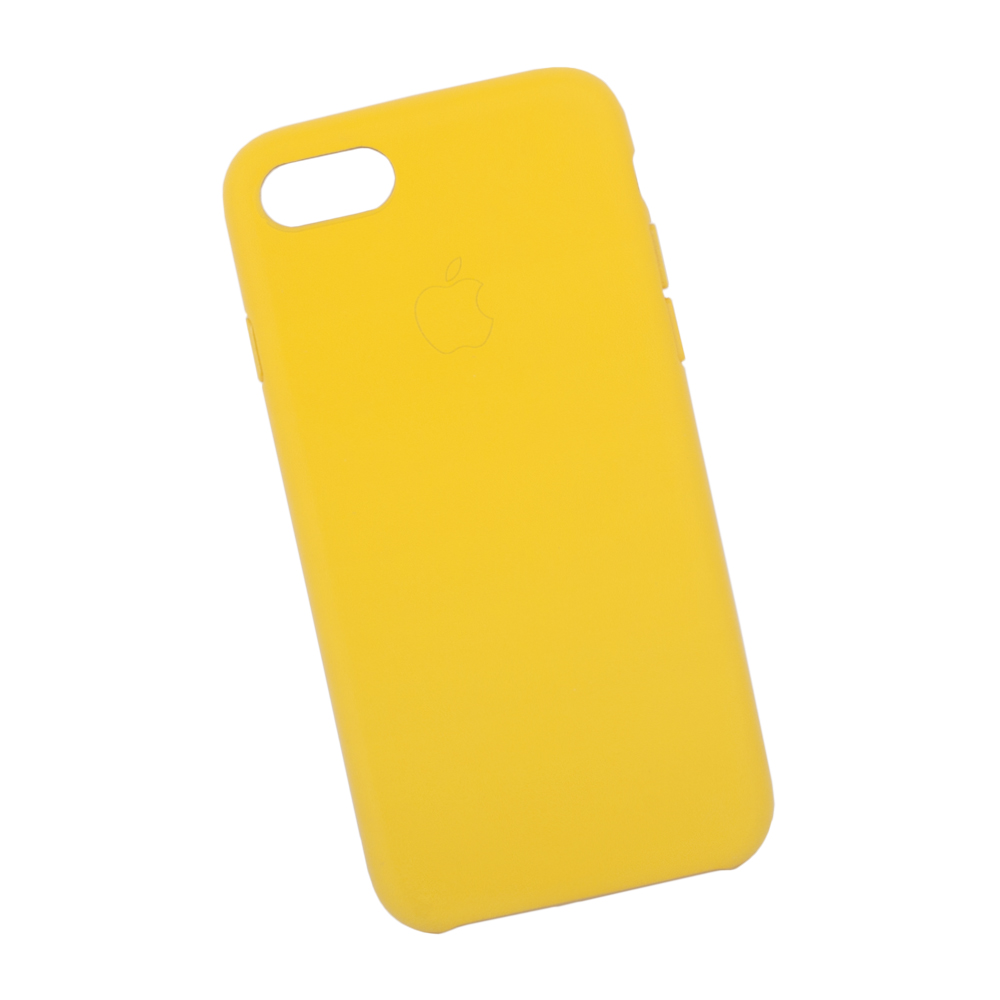 Защитная крышка для iPhone SE 2/8/7 Leather Сase кожаная (желтая, коробка)