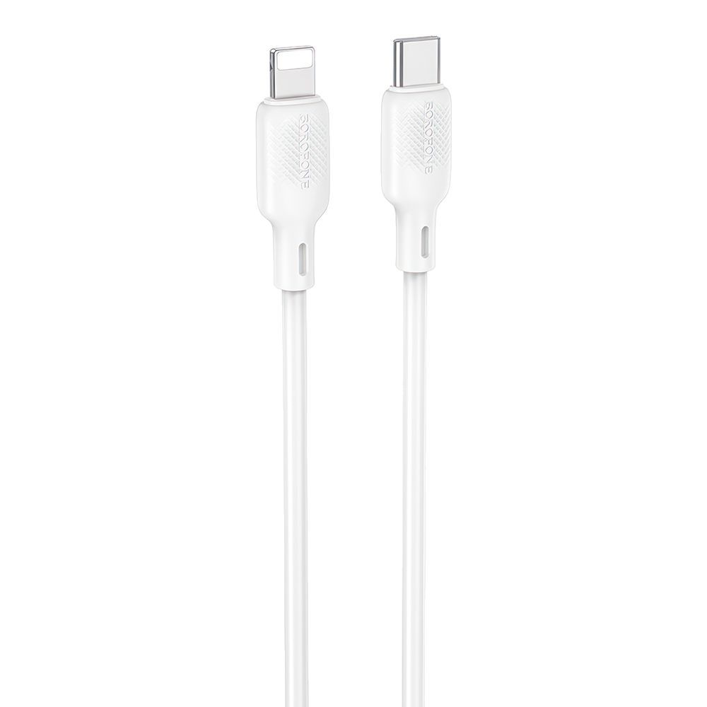 USB-C кабель BOROFONE BX113 Lenny Lightning 8-pin, 3А, PD27W, 1м, силикон (белый)