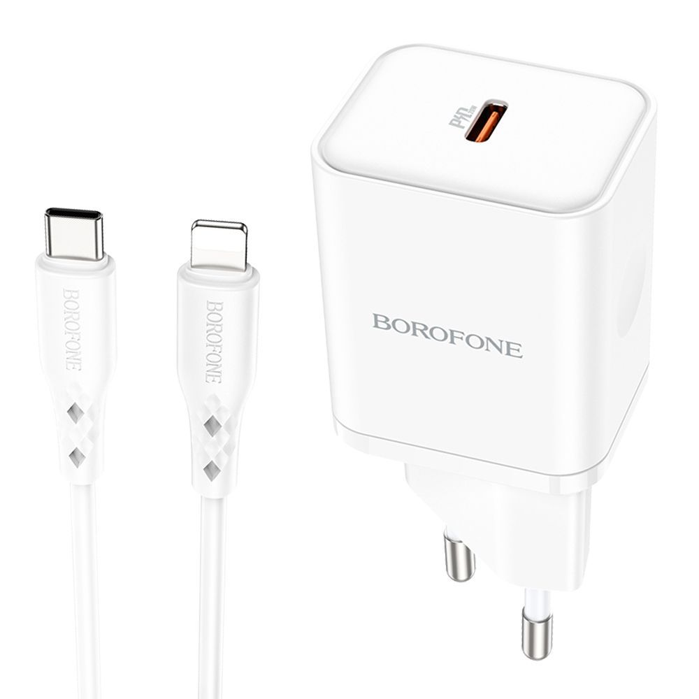 СЗУ BOROFONE BN6 Field 1xUSB-C PD20W, 3А + кабель USB-C Lightning 8-pin, 1м (белый)
