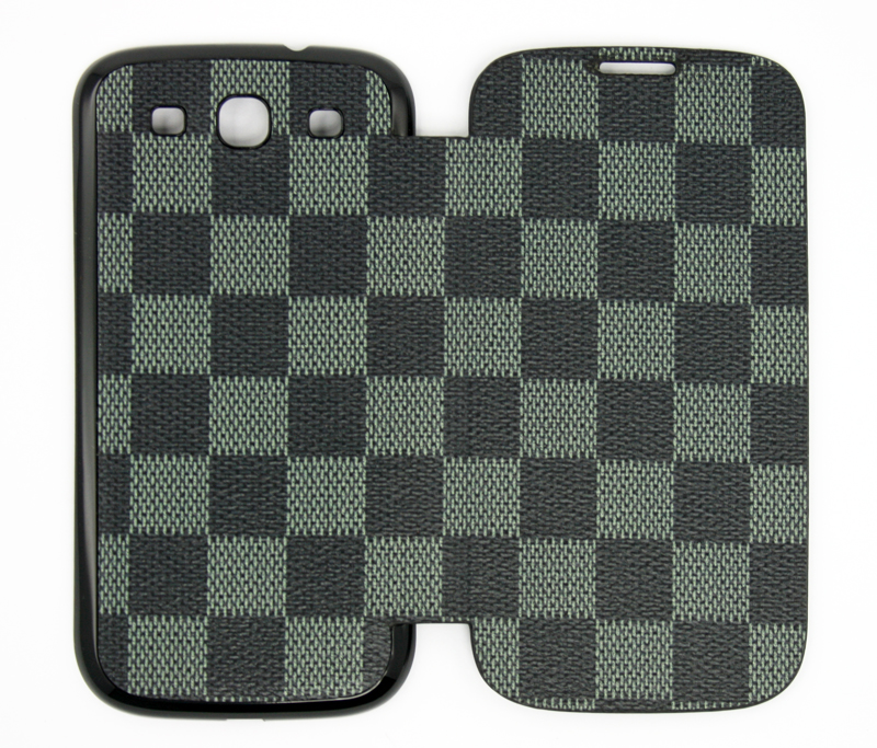 Задняя крышка-флип для Samsung i9300/Galaxy S III (черная клетка) (блистер)