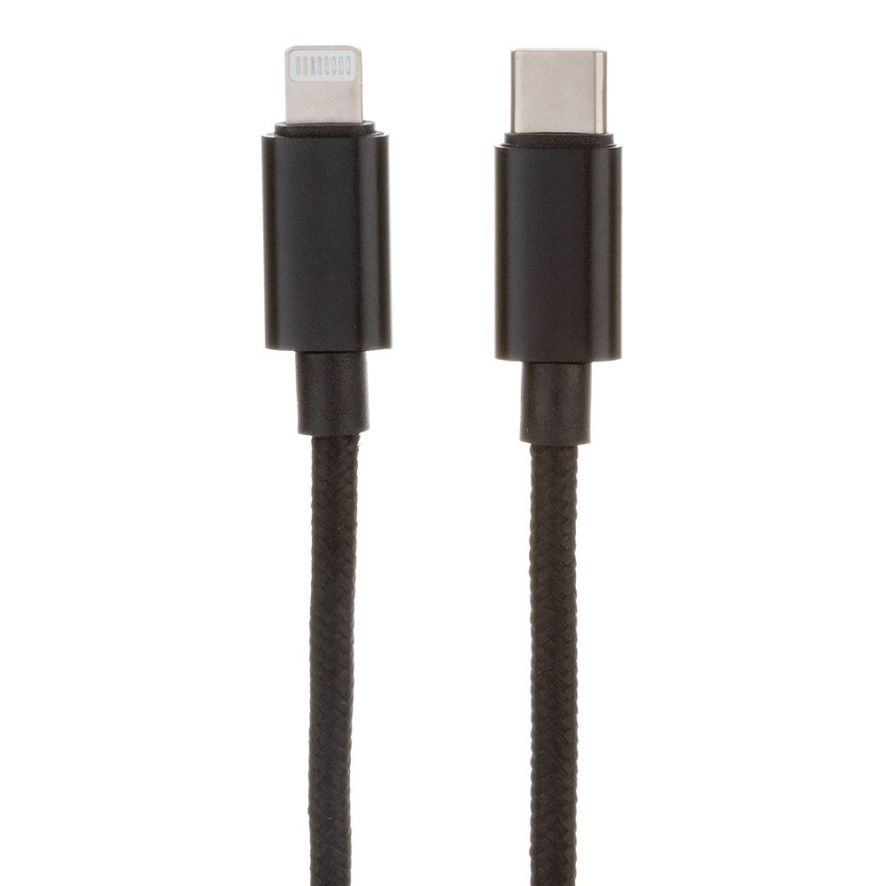 USB-C кабель "LP" Lightning 8-pin Power Delivery 18W в текстильной оплетке (черный/коробка)