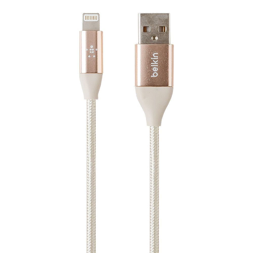 USB Дата-кабель "Belkin" Apple Lightning 8-pin в оплетке MIXIT Duratek 1,2 м (золотой/коробка)