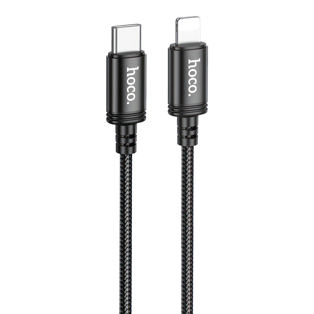 USB-C кабель HOCO X89 Wind Lightning 8-pin, 3А, PD20W, 1м, нейлон (черный)