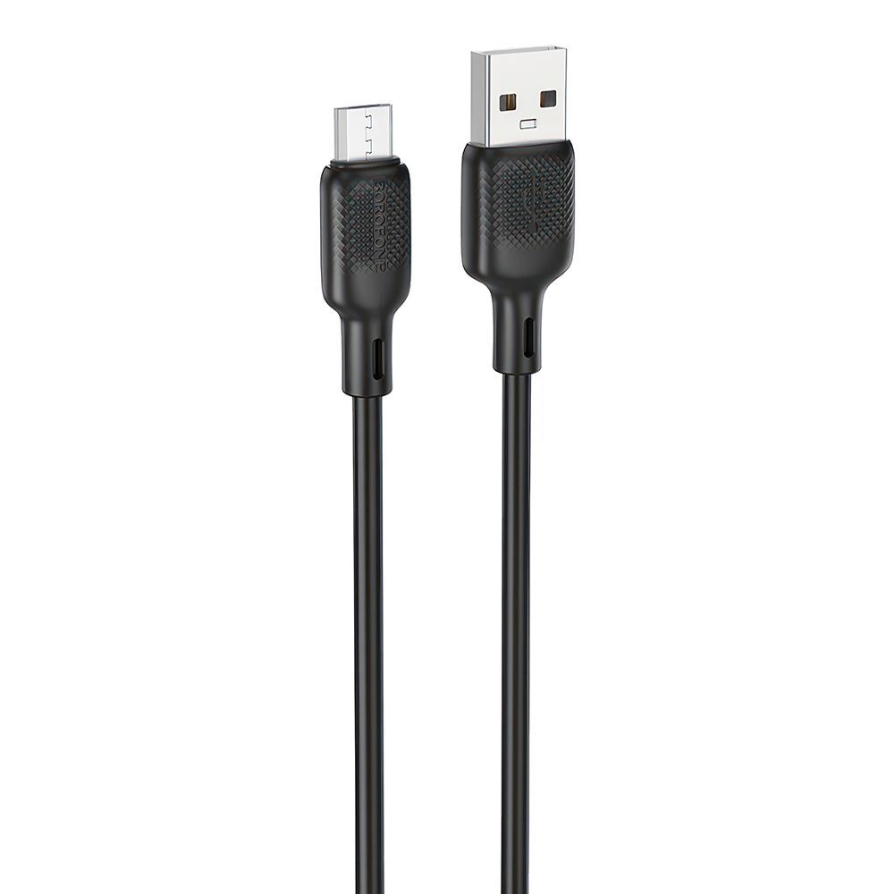 USB кабель BOROFONE BX113 Lenny MicroUSB, 2.4А, 2м, силикон (черный)