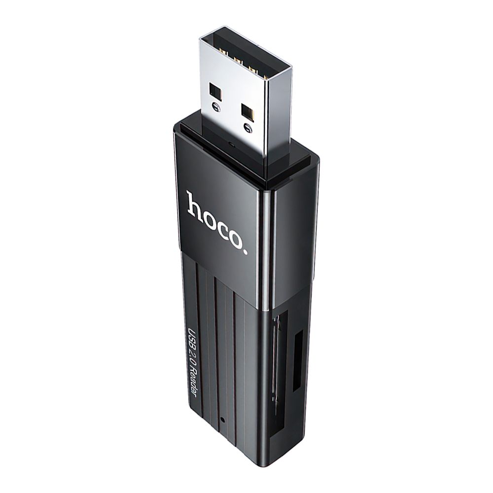 Картридер HOCO HB20 Mindful 2 in 1 USB 2.0/480Mbps, USB-А на microSD, SD (черный)