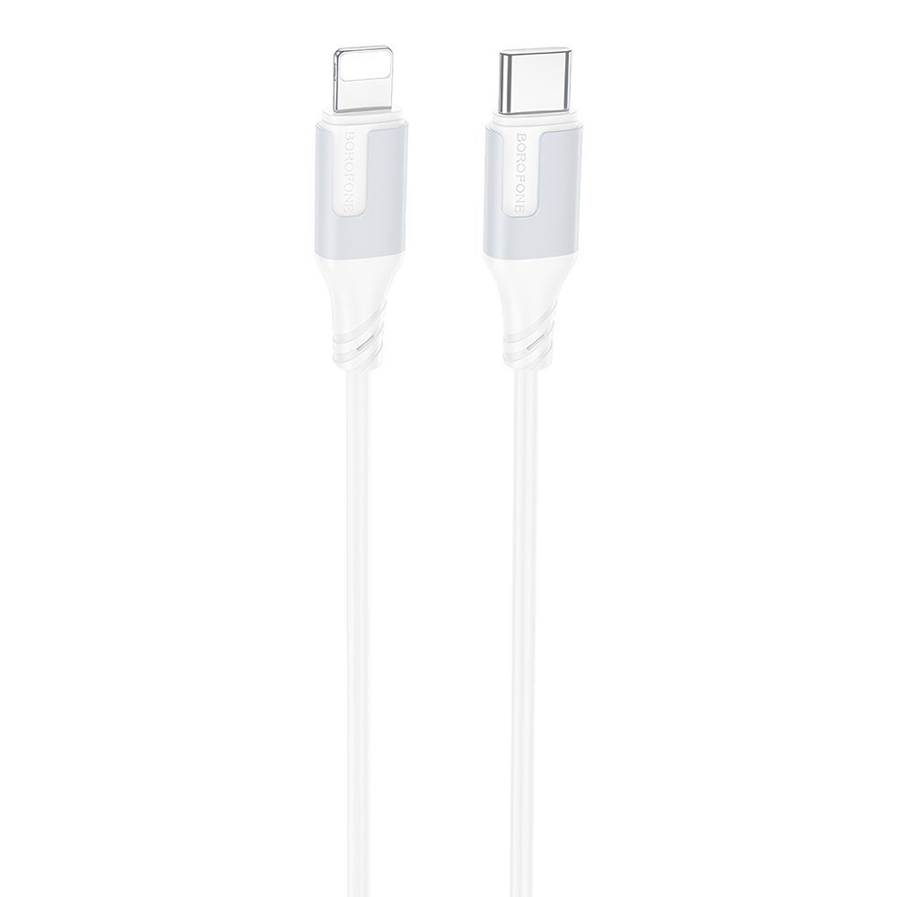 USB-C кабель BOROFONE BX101 Creator Lightning 8-pin, 3А, PD27W, 1м, TPE (белый)