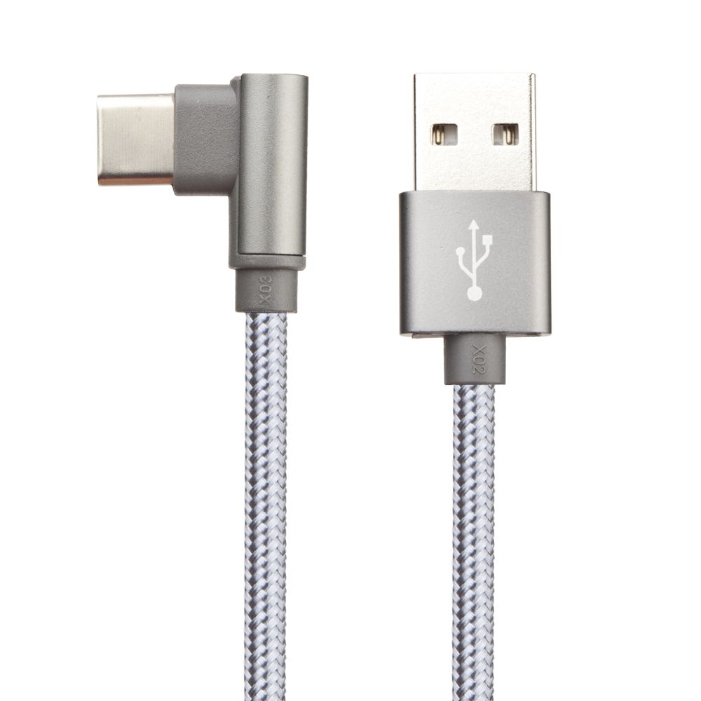 USB кабель BOROFONE BX26 Express Type-C, 3А, угловой, 1м, нейлон (серый)