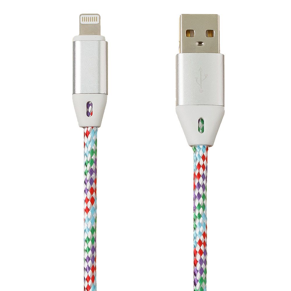 USB кабель "LP" для Lightning 8-pin оплетка и металлические разъемы 1м. (синий/европакет)