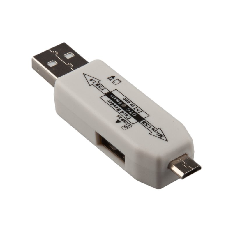 USB/Micro USB OTG Картридер "LP" слоты Micro SD/USB (белый/коробка)