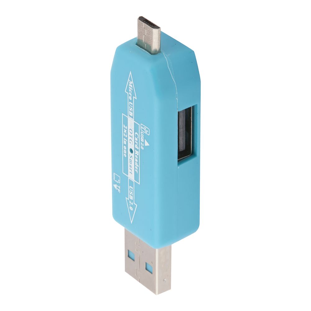 USB/Micro USB OTG Картридер "LP" слоты Micro SD/USB (голубой/коробка)