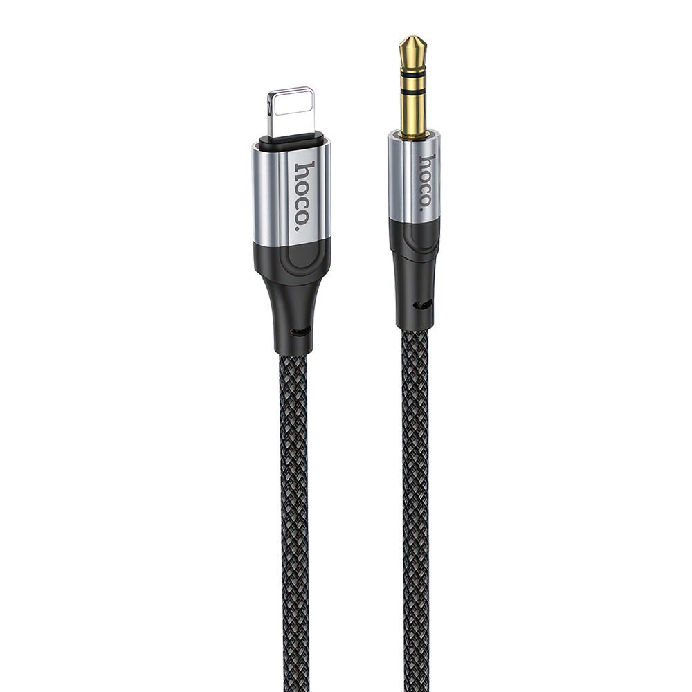 Аудиокабель HOCO UPA26 Fresh DC 3.5мм - Lightning 8-pin, 1м, нейлон (черный)