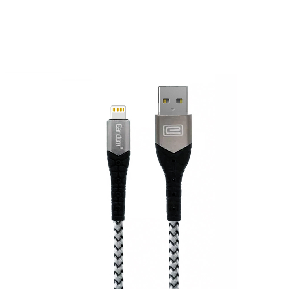 USB кабель Earldom EC-076I Lightning 8-pin, 3А, 1м, нейлон (белый/черный)
