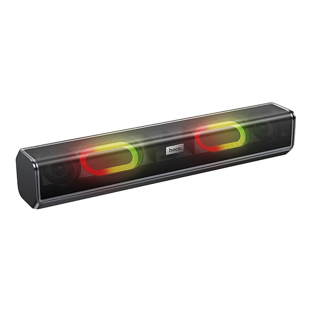 Bluetooth колонка HOCO BS49 Dazzling BT5.1, 2*5W, TWS/FM/microSD/USB/LED (черный)