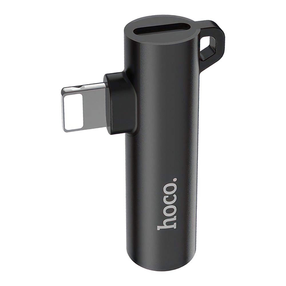 Аудио адаптер HOCO LS21 Lightning 8-pin на Lightning 8-pin/3.5мм, зарядка и аудио (черный)