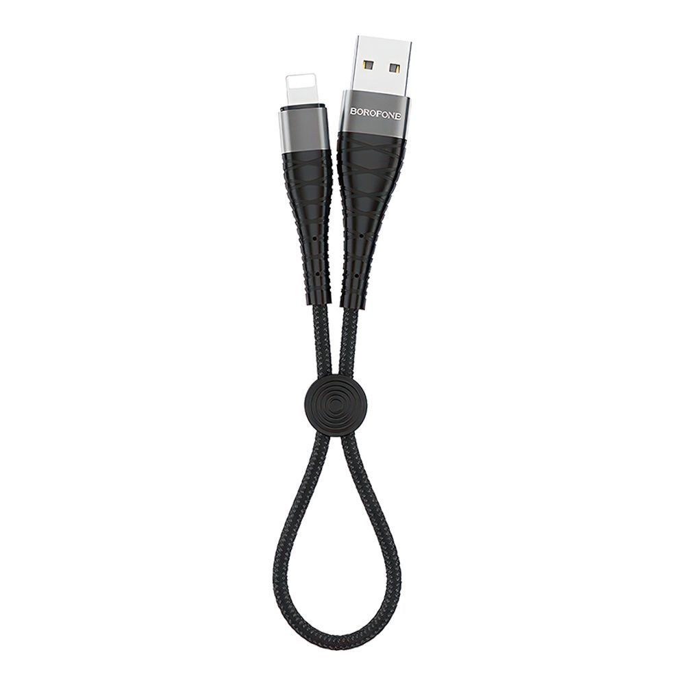 USB кабель BOROFONE BX32 Munificent Lightning 8-pin, 2.4А, 0.25м, нейлон (черный/серый)