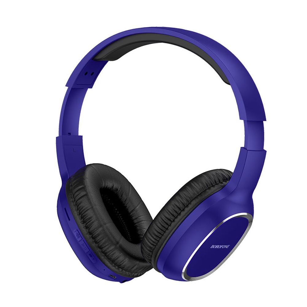 Bluetooth гарнитура BOROFONE BO9 Pearl BT 5.0, 3.5мм, накладная, громкость +/- (синий)