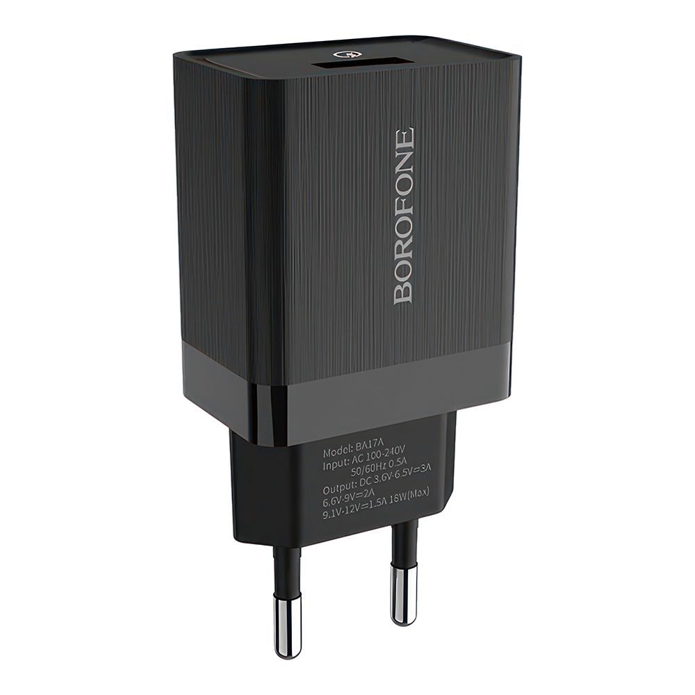 СЗУ BOROFONE BA17A Centrino 1xUSB QC3.0, 18W, 3А (черный)