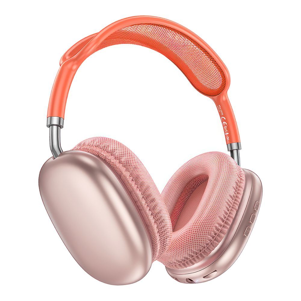 Bluetooth гарнитура BOROFONE BO22 Plus Elegant BT 5.4, 3.5мм, MicroSD, накладная, громкость +/- (розовый)