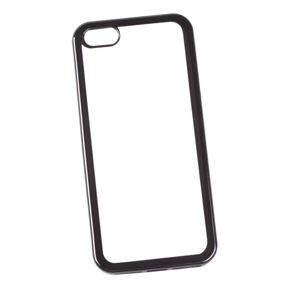 Силиконовый чехол "LP" для iPhone 5/5s/SE TPU (прозрачный с черной хром рамкой) европакет