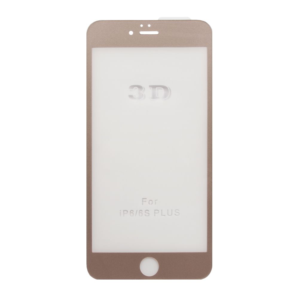 Защитное стекло 3D для iPhone 6/6s Plus Tempered Glass золотое 0,33 мм (ударопрочное)