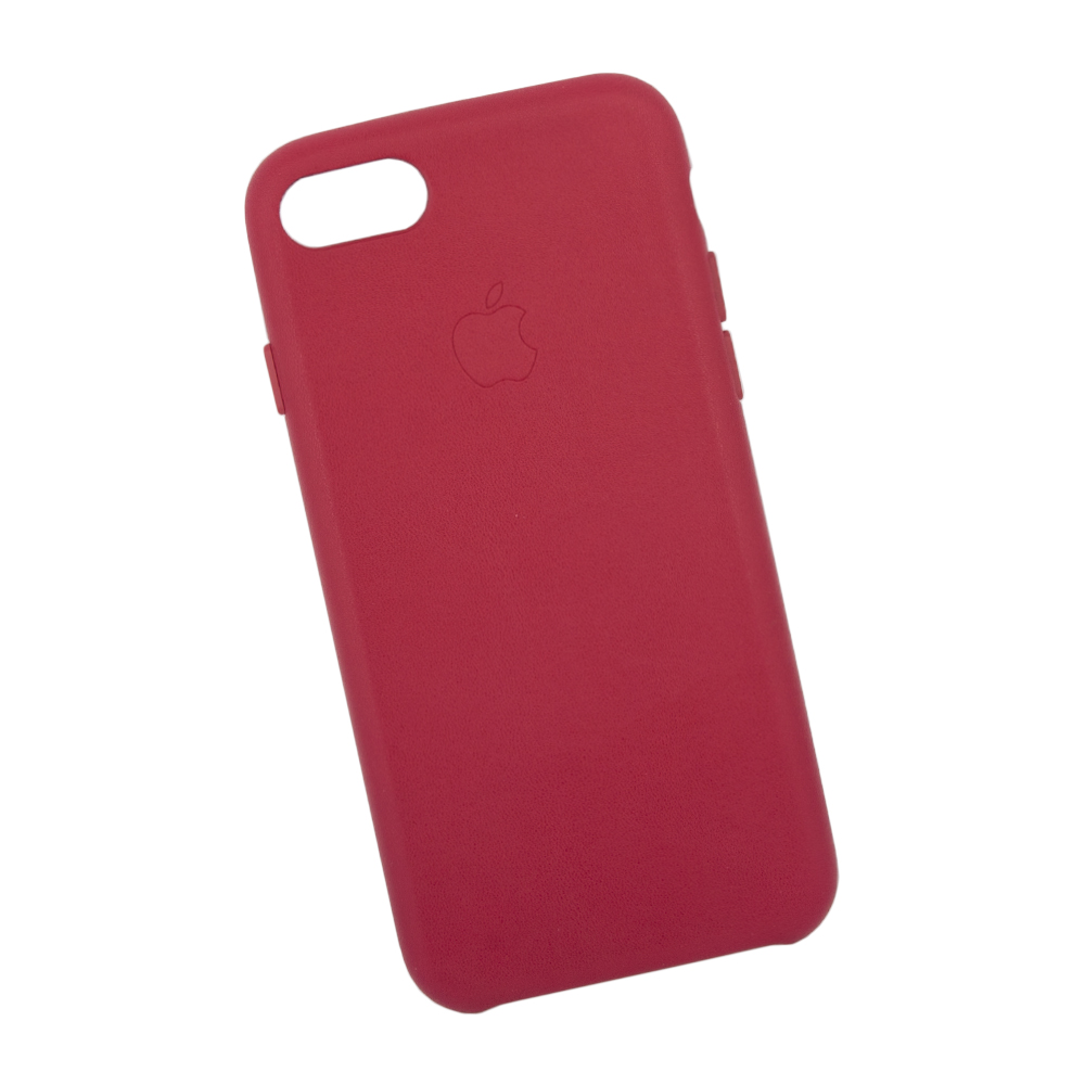 Защитная крышка для iPhone SE 2/8/7 Leather Сase кожаная (бордовая, коробка)