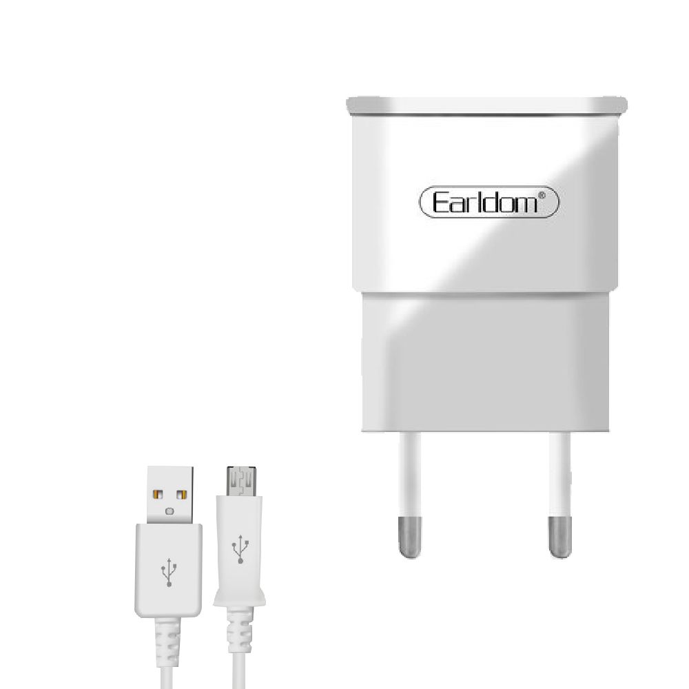 СЗУ Earldom ES-EU7 1xUSB, 2.1А + кабель MicroUSB, 1м (белый)
