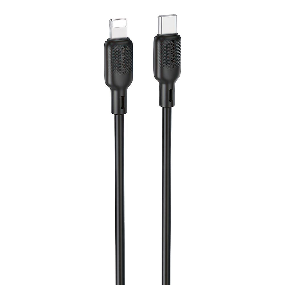USB-C кабель BOROFONE BX113 Lenny Lightning 8-pin, 3А, PD27W, 2м, силикон (черный)