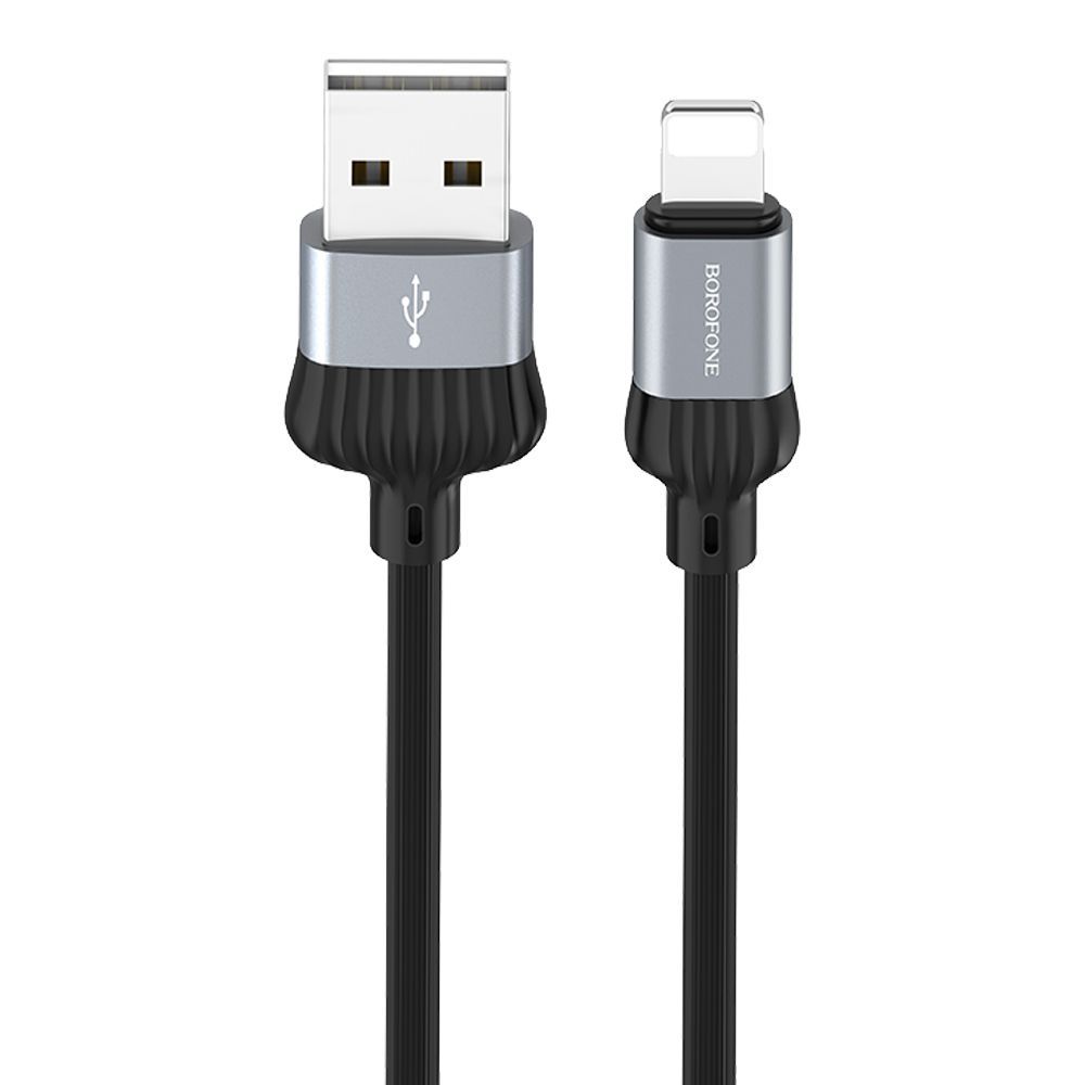 USB кабель BOROFONE BX28 Dignity Lightning 8-pin, 2.4А, 1м, PVC (черный/серый)
