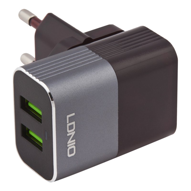 Сетевое зарядное устройство (СЗУ) LDNIO 2 USB выхода 2.4А + кабель Micro USB A2206 черное (коробка)