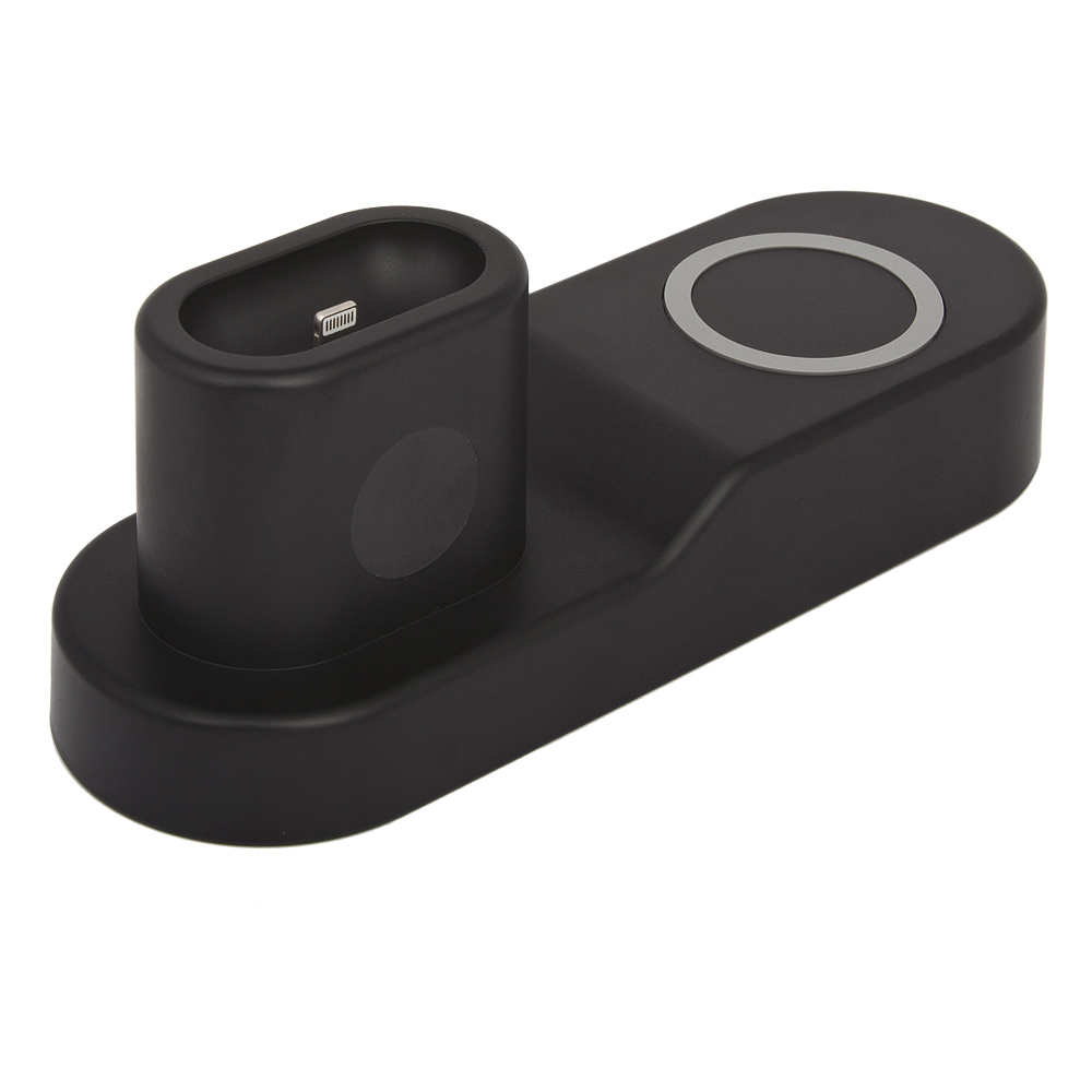 Беспроводное ЗУ для iWatch, iPad, AirPods и смартфона, 4в1 (черный/коробка)