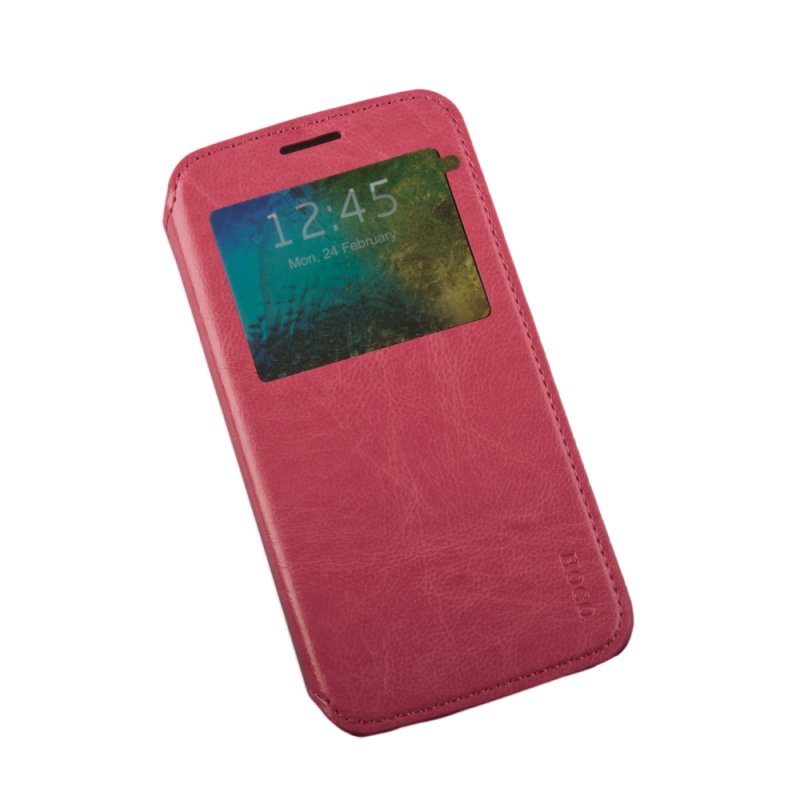Чехол для Samsung Galaxy S6 "HOCO" Crystal Classic View Leather Case раскладной кожа (розовый)