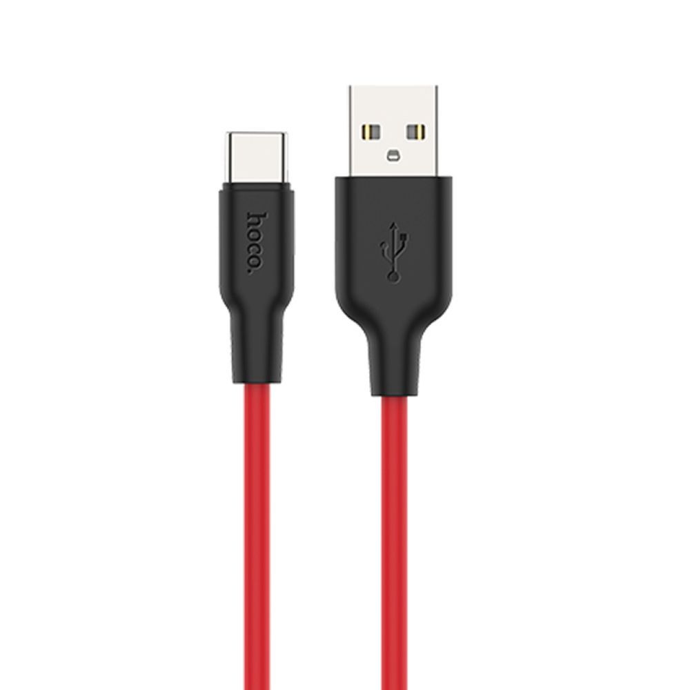 USB кабель HOCO X21 Plus Silicone Type-C, 3А, 2м, силикон (красный/черный)